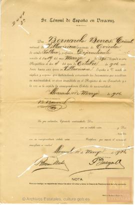 Berros Ceñal, Bernardo - Cédula de nacionalidad