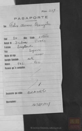 Alonso González, Félix - Pasaporte