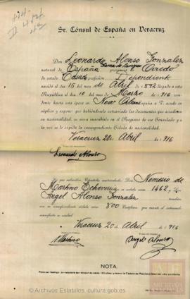 Alonso González, Leonardo - Cédula de nacionalidad