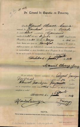 Alvarez García, Manuel - Cédula de nacionalidad