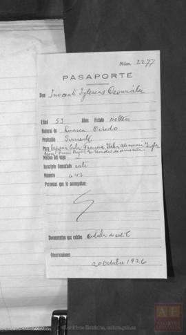 Iglesias González, Inocencio - Pasaporte