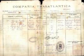 134 - Lista de embarque de emigrantes