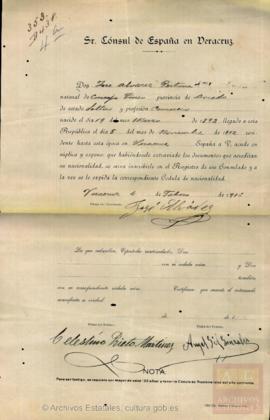 Alvarez Pertierra, Jose - Cédula de nacionalidad