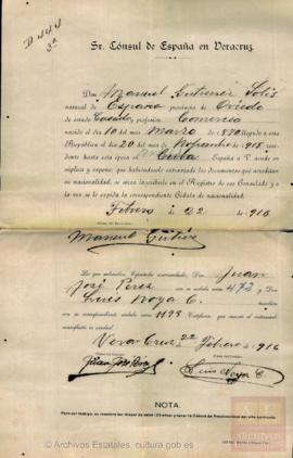 Gutiérrez Solís, Manuel - Cédula de nacionalidad