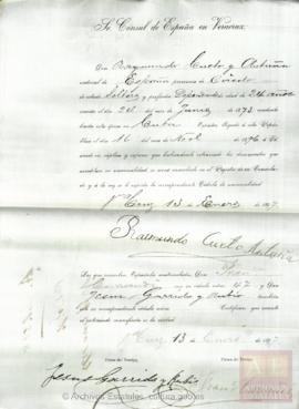 Cueto Antuña, Raimundo - Cédula de nacionalidad