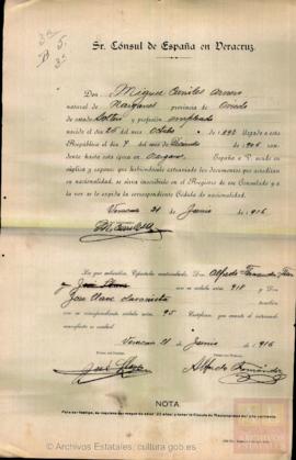 Carriles Armero, Miguel - Cédula de nacionalidad