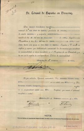 Fernández González, Manuel - Cédula de nacionalidad