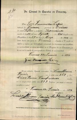Fernández Lápiz, José - Cédula de nacionalidad