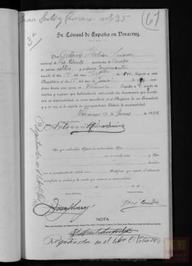 Lledías Suárez, Antonio- Cédula de nacionalidad