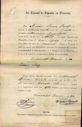 Pérez Pando, Juan - Cédula de nacionalidad