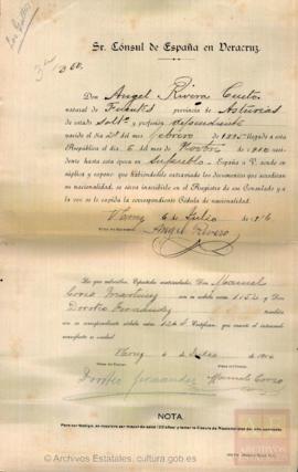 Rivero Cueto, Ángel - Cédula de nacionalidad