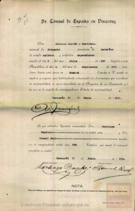 Marron Martinez, Antonio - Cédula de nacionalidad