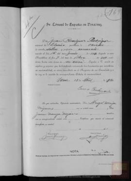 Rodríguez Rodríguez, Juan - Cédula de nacionalidad