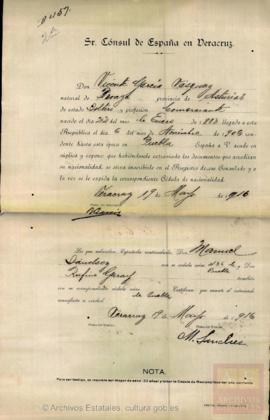 García Vázquez, Vicente - Cédula de nacionalidad