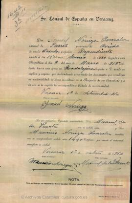 Noriega González, Ismael - Cédula de nacionalidad
