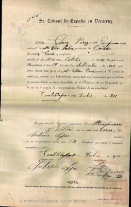 Pérez, Clara - Cédula de nacionalidad