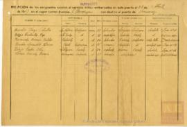 102-Lista de embarque de emigrantes