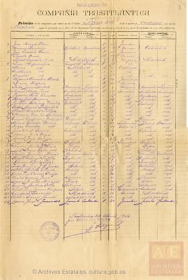 72- Lista de embarque de emigrantes