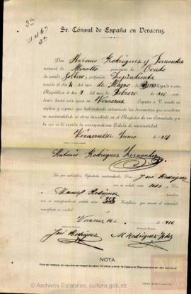 Rodríguez Fernández, Antonio - Cédula de nacionalidad