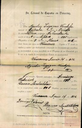 Irigoyen Verdeja, Agustín - Cédula de nacionalidad