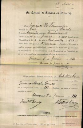 Fernández, Francisco H. - Cédula de nacionalidad