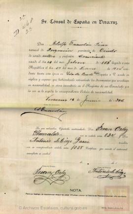 Escandón Pérez, Adolfo - Cédula de nacionalidad