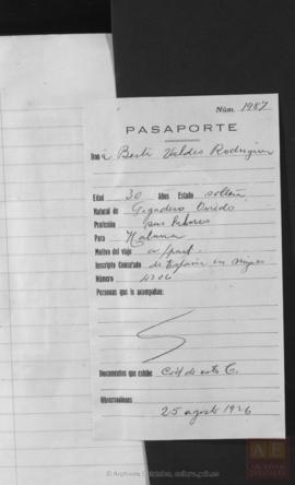 Valdés Rodríguez, Berta - Pasaporte