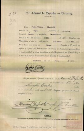 Villar Llerandi, Pedro - Cédula de nacionalidad