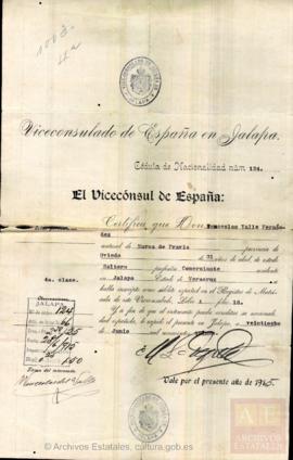 Valle Fernandez, Wenceslao - Cédula de nacionalidad